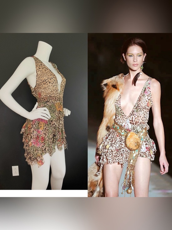 Roberto Cavalli Dresses & Skirts - Roberto Cavalli S/S 2002 Vintage Runway Look #4 Multi Tiered Leo Mini Dress XS
